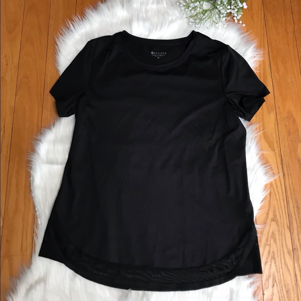 Athleta Women’s Medium Black Shirt W/ Mesh Hem